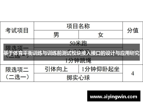 基于体育平衡训练与训练前测试模块接入接口的设计与应用研究